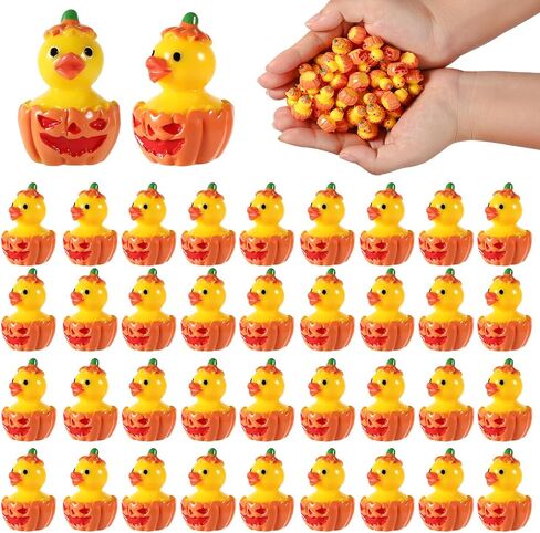 50pcs Mini Resin Ducks, Halloween Tiny Ducks Novelty Miniature Resin Small Ducks for Halloween Party Favors Garden Micro Landscape School Crafts Decoration (Pumpkin Duck) in Saudi Arabia
