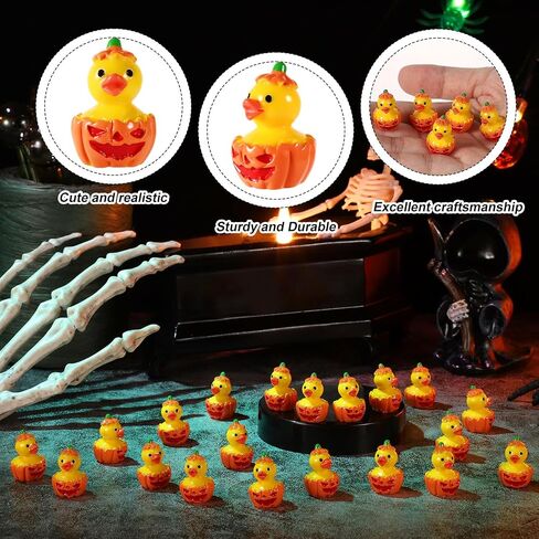 50pcs Mini Resin Ducks, Halloween Tiny Ducks Novelty Miniature Resin Small Ducks for Halloween Party Favors Garden Micro Landscape School Crafts Decoration (Pumpkin Duck) in Saudi Arabia