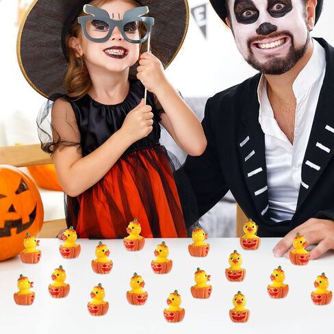 50pcs Mini Resin Ducks, Halloween Tiny Ducks Novelty Miniature Resin Small Ducks for Halloween Party Favors Garden Micro Landscape School Crafts Decoration (Pumpkin Duck) in Saudi Arabia