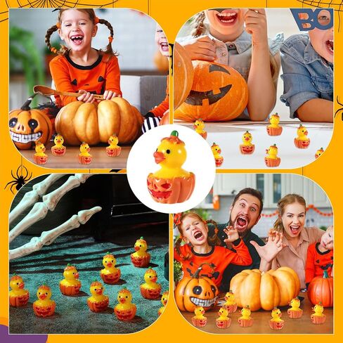 50pcs Mini Resin Ducks, Halloween Tiny Ducks Novelty Miniature Resin Small Ducks for Halloween Party Favors Garden Micro Landscape School Crafts Decoration (Pumpkin Duck) in Saudi Arabia