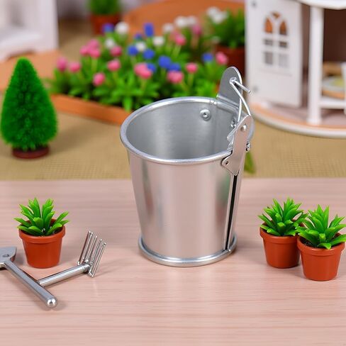 Silver 1/12 Miniature Bucket Dollhouse Decoration Accessories, DIY Doll House Kit in Saudi Arabia