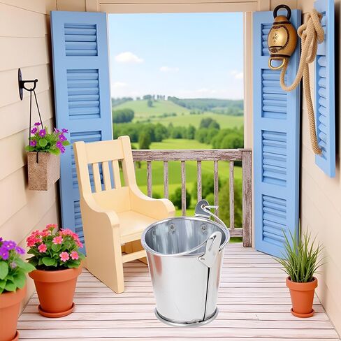 Silver 1/12 Miniature Bucket Dollhouse Decoration Accessories, DIY Doll House Kit in Saudi Arabia