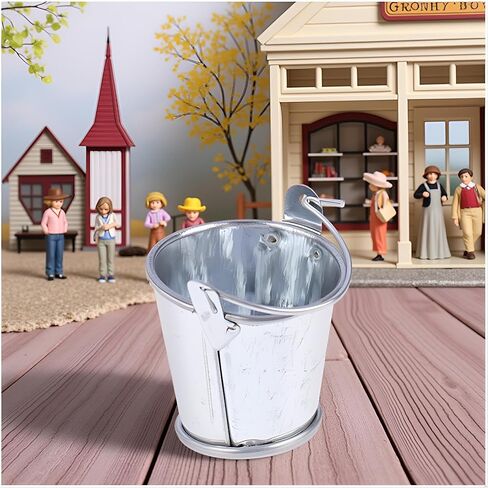 Silver 1/12 Miniature Bucket Dollhouse Decoration Accessories, DIY Doll House Kit in Saudi Arabia