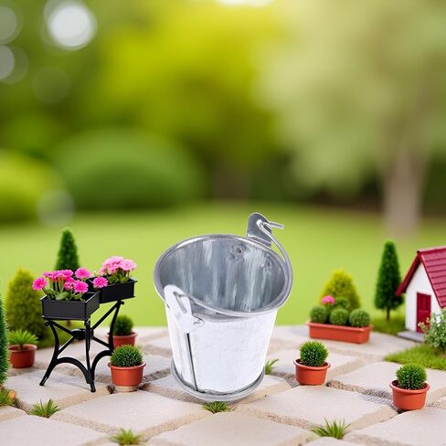 Silver 1/12 Miniature Bucket Dollhouse Decoration Accessories, DIY Doll House Kit in Saudi Arabia