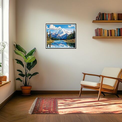 Saint Elias Mountain Paint حسب الرقم للبالغين ، طلاء جبال Saint Elias حسب عدد اللوحة DIY Canvas ، مشهد للهدية ، ديكور الجدار المنزلي - المناظر الطبيعية للثلج Mount Green Tree Lake (16x20inch) in Kuwait