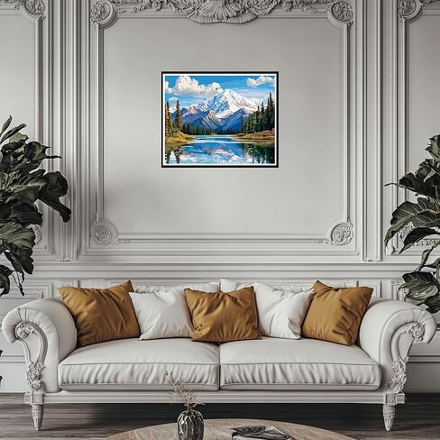 Saint Elias Mountain Paint حسب الرقم للبالغين ، طلاء جبال Saint Elias حسب عدد اللوحة DIY Canvas ، مشهد للهدية ، ديكور الجدار المنزلي - المناظر الطبيعية للثلج Mount Green Tree Lake (16x20inch) in Kuwait