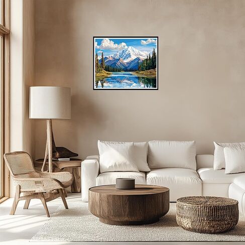 Saint Elias Mountain Paint حسب الرقم للبالغين ، طلاء جبال Saint Elias حسب عدد اللوحة DIY Canvas ، مشهد للهدية ، ديكور الجدار المنزلي - المناظر الطبيعية للثلج Mount Green Tree Lake (16x20inch) in Kuwait