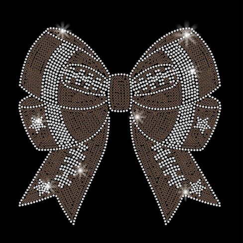 SUPERDANT Football Bow Crystal Rhinestone Iron on Transfer Applique DIY Transfer Decal Bow Glitter Rhinestone Pattern Decoration for T-Shirt Bag Pillows Jackets 29.7x21CM in Saudi Arabia