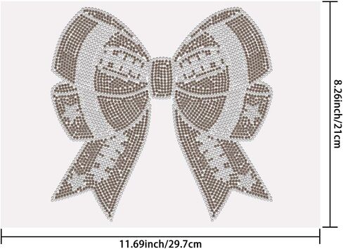 SUPERDANT Football Bow Crystal Rhinestone Iron on Transfer Applique DIY Transfer Decal Bow Glitter Rhinestone Pattern Decoration for T-Shirt Bag Pillows Jackets 29.7x21CM in Saudi Arabia
