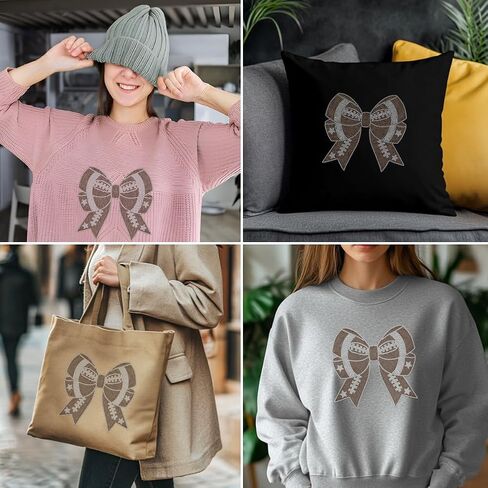 SUPERDANT Football Bow Crystal Rhinestone Iron on Transfer Applique DIY Transfer Decal Bow Glitter Rhinestone Pattern Decoration for T-Shirt Bag Pillows Jackets 29.7x21CM in Saudi Arabia