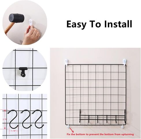 4 Pack Metal Grid Wall Board, Photos & Pictures Display Board,Photo Wall, Picture Board, DIY Home & Office Wall Decor 13.8" × 13.8" (Black) in Saudi Arabia