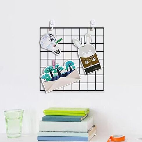 4 Pack Metal Grid Wall Board, Photos & Pictures Display Board,Photo Wall, Picture Board, DIY Home & Office Wall Decor 13.8" × 13.8" (Black) in Saudi Arabia