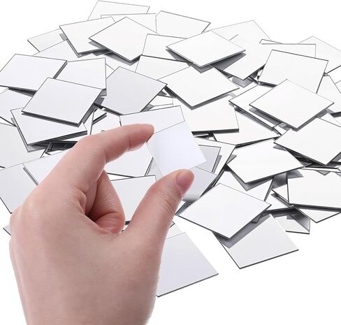 200 Pcs Mini Square Mirror Tiles 1 Inch Adhesive Small Craft Mirrors Acrylic Mirror Wall Stickers for Home Wall Table Decor Crafts DIY Projects in Kuwait