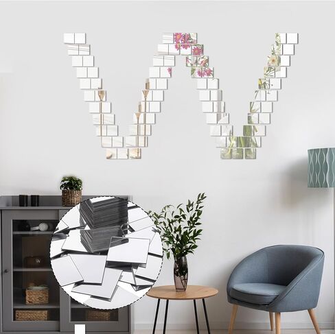 200 Pcs Mini Square Mirror Tiles 1 Inch Adhesive Small Craft Mirrors Acrylic Mirror Wall Stickers for Home Wall Table Decor Crafts DIY Projects in Kuwait