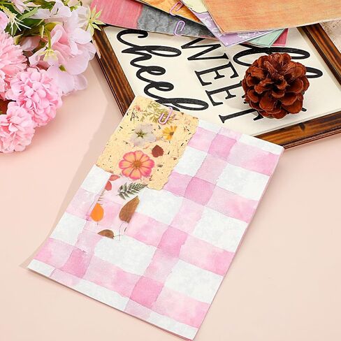 48 Sheets Scrap Book Paper, Pastel paper and Mesh Fabric Assorted Set, Vintage Mesh Fabric Craft Kit for Planner Bullet Junk Journal Supplies, Scrapbook Photo Album Decor (7x5 Inches) in Saudi Arabia