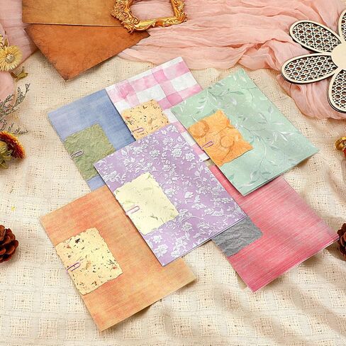 48 Sheets Scrap Book Paper, Pastel paper and Mesh Fabric Assorted Set, Vintage Mesh Fabric Craft Kit for Planner Bullet Junk Journal Supplies, Scrapbook Photo Album Decor (7x5 Inches) in Saudi Arabia
