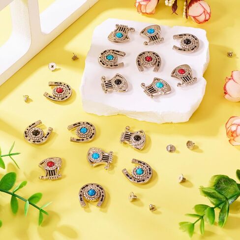Beadthoven 20pcs أزرار سبائك الفيروز الأزرار العتيقة الفضية المعدنية الأزرار عتيقة أزرار خياطة مستديرة مسطحة in Saudi Arabia