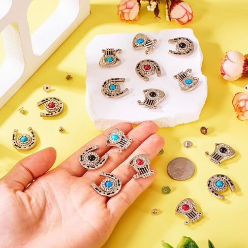 Beadthoven 20pcs أزرار سبائك الفيروز الأزرار العتيقة الفضية المعدنية الأزرار عتيقة أزرار خياطة مستديرة مسطحة in Saudi Arabia