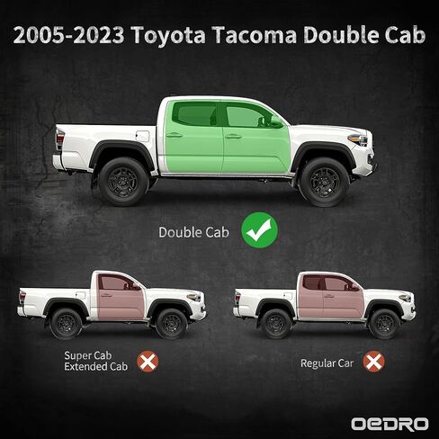 لوحات تشغيل OEDRO مقاس 6 بوصات متوافقة مع كابينة تويوتا تاكوما المزدوجة 2005-2023، قضبان جانبية مطورة، قضبان Nerf للشاحنات الثقيلة ذات ملمس أسود in Kuwait
