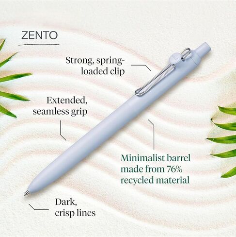 三菱鉛筆 أقلام Zento Gel Ink ، 0.38 مم و 0.5 مم ، ألوان Cloud & Canary | الحبر الأسود | أقلام الحبر هلام | أقلام كتابة أقلام | القرطاسية اليابانية | لوازم المكاتب | 2 عبوة in Kuwait