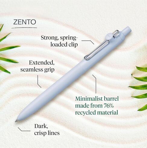 三菱鉛筆 أقلام Zento Gel Ink ، 0.38 مم و 0.5 مم ، ألوان Cloud & Canary | الحبر الأسود | أقلام الحبر هلام | أقلام كتابة أقلام | القرطاسية اليابانية | لوازم المكاتب | 2 عبوة in Kuwait