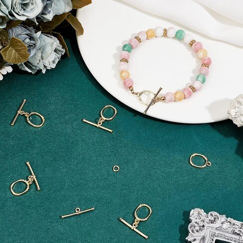 Beebeecraft 1 Box 10 مجموعات تبديل مجوهرات Clasp مجموعات حقيقية 18K الذهب المطلي النحاس البيضاوي T بار الارتباط in Saudi Arabia