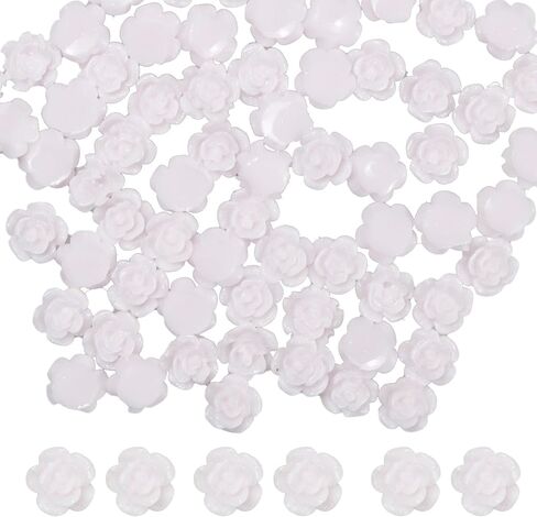 pson 100PCS 8mm Resin Rose Flower Beads, Cream White Flat Back Cabochons Charms Floral Beads, Decoration Beads for Jewelry Making, DIY, Craft in Saudi Arabia
