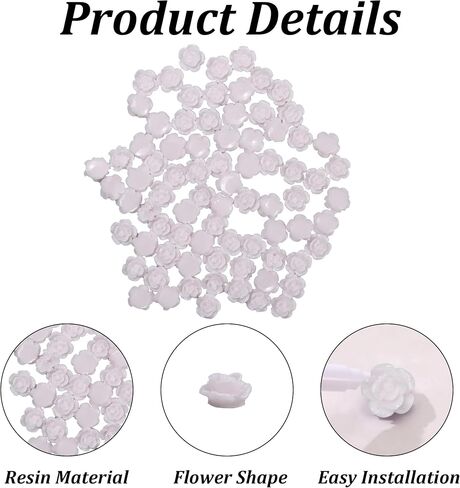 pson 100PCS 8mm Resin Rose Flower Beads, Cream White Flat Back Cabochons Charms Floral Beads, Decoration Beads for Jewelry Making, DIY, Craft in Saudi Arabia