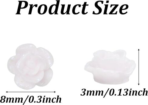 pson 100PCS 8mm Resin Rose Flower Beads, Cream White Flat Back Cabochons Charms Floral Beads, Decoration Beads for Jewelry Making, DIY, Craft in Saudi Arabia