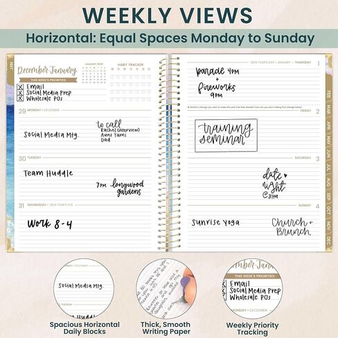 bloom daily planners HARDCOVER 2026 Planner (January to December) - 8.5" x 11" Weekly & Monthly Dated Agenda Organizer Book with Stickers & Tabs - Coastal Calm in Saudi Arabia