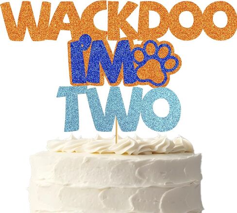 Wackdoo I'm Two Cake Topper Blue Dog Cake Decorations Blue Dog 2nd Birthday Decorations for Kids 2nd Birthday Party Decor in Saudi Arabia