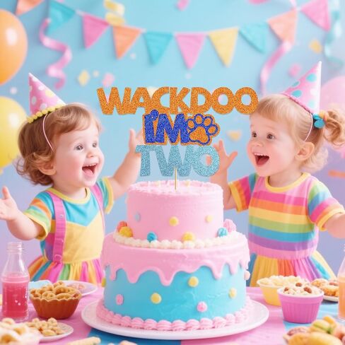 Wackdoo I'm Two Cake Topper Blue Dog Cake Decorations Blue Dog 2nd Birthday Decorations for Kids 2nd Birthday Party Decor in Saudi Arabia