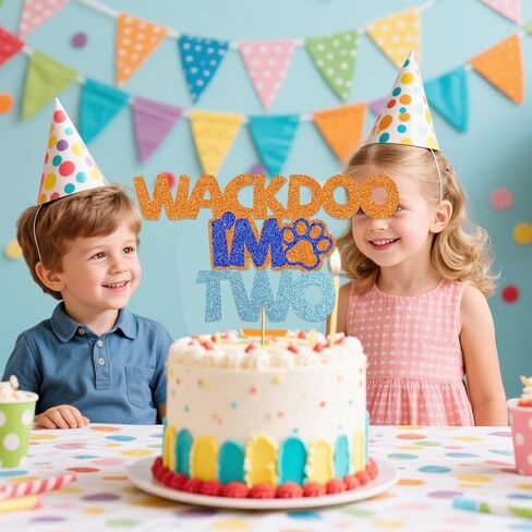 Wackdoo I'm Two Cake Topper Blue Dog Cake Decorations Blue Dog 2nd Birthday Decorations for Kids 2nd Birthday Party Decor in Saudi Arabia