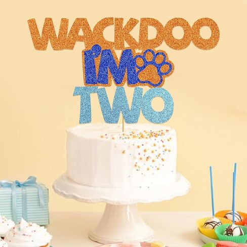Wackdoo I'm Two Cake Topper Blue Dog Cake Decorations Blue Dog 2nd Birthday Decorations for Kids 2nd Birthday Party Decor in Saudi Arabia