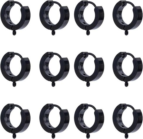 DICOSMETIC 12Pcs Huggie Hoop Earring Findings Stainless Steel Huggie Earring with Loop 15x13x4mm Leverback Earring Findings Hook Ring Earwire Connector for DIY Earrings Making, Hole: 1.4mm in Saudi Arabia
