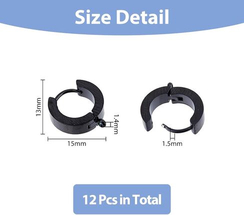 DICOSMETIC 12Pcs Huggie Hoop Earring Findings Stainless Steel Huggie Earring with Loop 15x13x4mm Leverback Earring Findings Hook Ring Earwire Connector for DIY Earrings Making, Hole: 1.4mm in Saudi Arabia