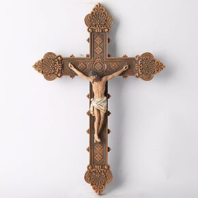 BC Catholic Crucifix Wall Cross, Holy Cross, Religious Gift, Hand-painted in Vintage Style Full Color, 12"H by Buildclassic