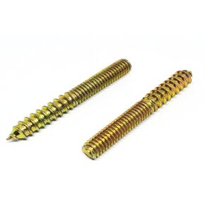 50PCS 1/4 * 1-1/2'' Single Tip Double Ended Tooth Bolt Furniture Hanger Bolt Double Threaded Rod Bolt 38mm Length Self Tapping Screw Furniture Accessories