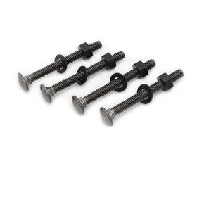 8 Sets Carriage Bolts Screws, (3/8-16 x 3") Round Head, Square Neck, with (Hex Nuts & Flat Washers), 8.8 Grade (45#) Steel (Black)