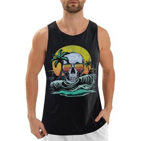 Mens Cotton Tank Tops Funny Graphic Beach Summer Sleeveless Muscle Tank Top