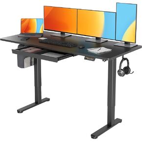 Standing Desk with Drawers, Stand Up Electric Standing Desk Adjustable Height, Sit Stand Desk Computer Workstation, 48 Inch, Rustic Brown
