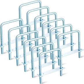 Zonon 6 Pcs Square U Bolt Zinc Plated Industrial and Scientific Supplies for Boat Trailer Tube Rectangular Wood and Metal Objects (3/8'' x 3-5/8'' x 4'')