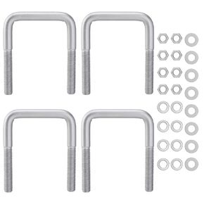 Square U-Bolt Grade 10.9, Boat Trailer U-Bolts 1/2 D x 3 1/16 W x 4 5/16 Inch, Dacromet Heavy Duty U Bolts with Washers and Nuts, 4 Packs