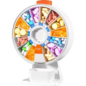 Zoksi Weekly Pill Organizer Box, Customize 14 or 7-Days Medication Storage, Wall-Mounted or Tabletop Pill Dispenser with Push Button, Easy Dispensing, Applicable to Home, Office (White) in Saudi Arabia