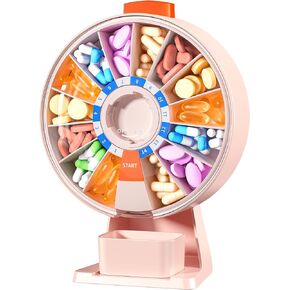 Zoksi Weekly Pill Organizer Box, Customize 14 or 7-Days Medication Storage, Wall-Mounted or Tabletop Pill Dispenser with Push Button, Easy Dispensing, Applicable to Home, Office (White)