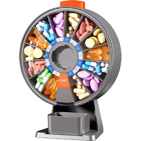 Zoksi Weekly Pill Organizer Box, Customize 14 or 7-Days Medication Storage, Wall-Mounted or Tabletop Pill Dispenser with Push Button, Easy Dispensing, Applicable to Home, Office (White)