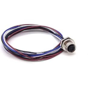 M12 Connector 4Pin Female Bulkhead A Coded Waterproof Straight Shiled Panel Mount Receptacle with Wires 1M AWG22