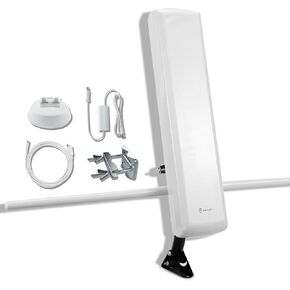 ANTOP TV Antenna with Flat-Panel Smartpass Built-in Amplified LTE Filter for 4K 1080P Smart HDTV Outdoor/Indoor High Gain Long Range Multi-Directional Antennas, AT-402BV