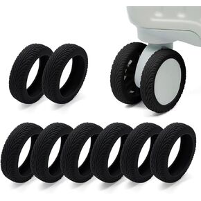 Luggage Wheels Covers,Silicone Luggage Wheel Protector Covers for 2-2.6 inchs 8 Spinner Wheel Suitcases,Wear-Resistant,Anti-Noise Wheel Covers(Black*8)
