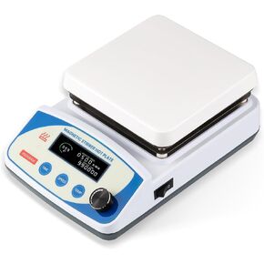 BAOSHISHAN 6.6 Inch Magnetic Stirrer Hot Plate with Timer, 6L Stirring Capacity 300C/572F Hotplate with 3 Stirring Bar, Stir Bar Retriever, Thermal Probe and Support Stand 110V